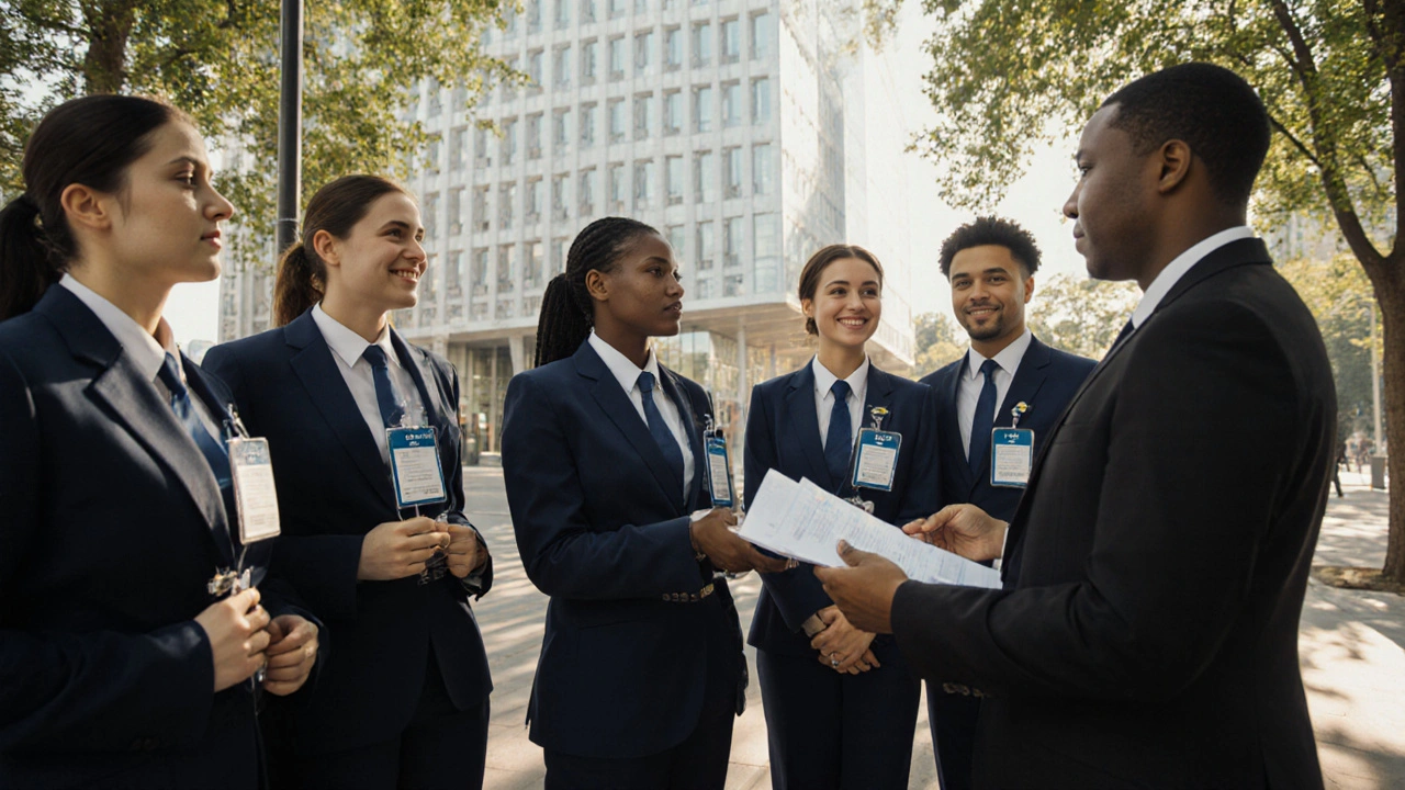 Нові працівники метро отримують інструктаж перед початком роботи біля офісу метрополітену.