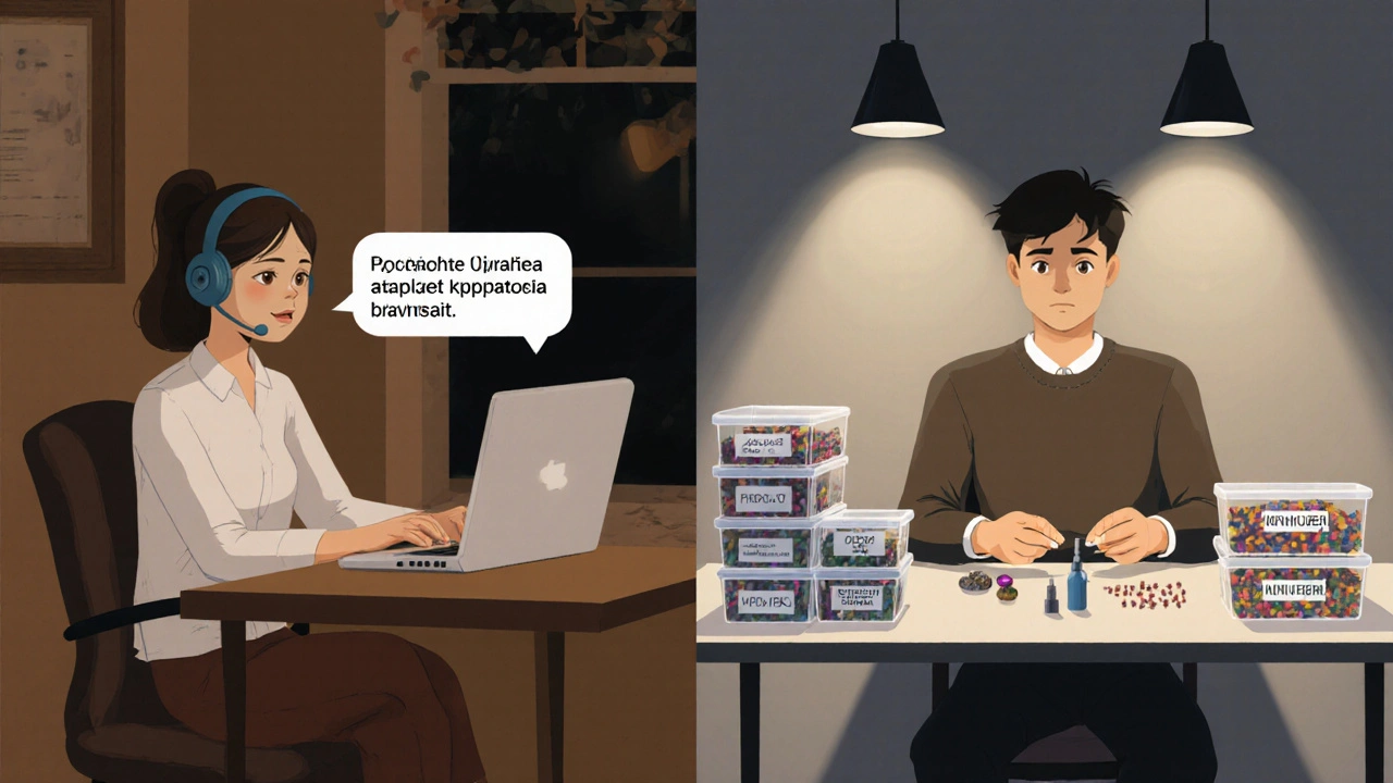 Фрілансерка вдома обслуговує клієнтів через чат, а чоловік фасує косметику