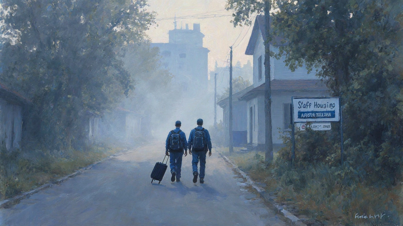 Пара йде до готелю-резиденції на околиці Києва вранці, туман і тиха дорога.