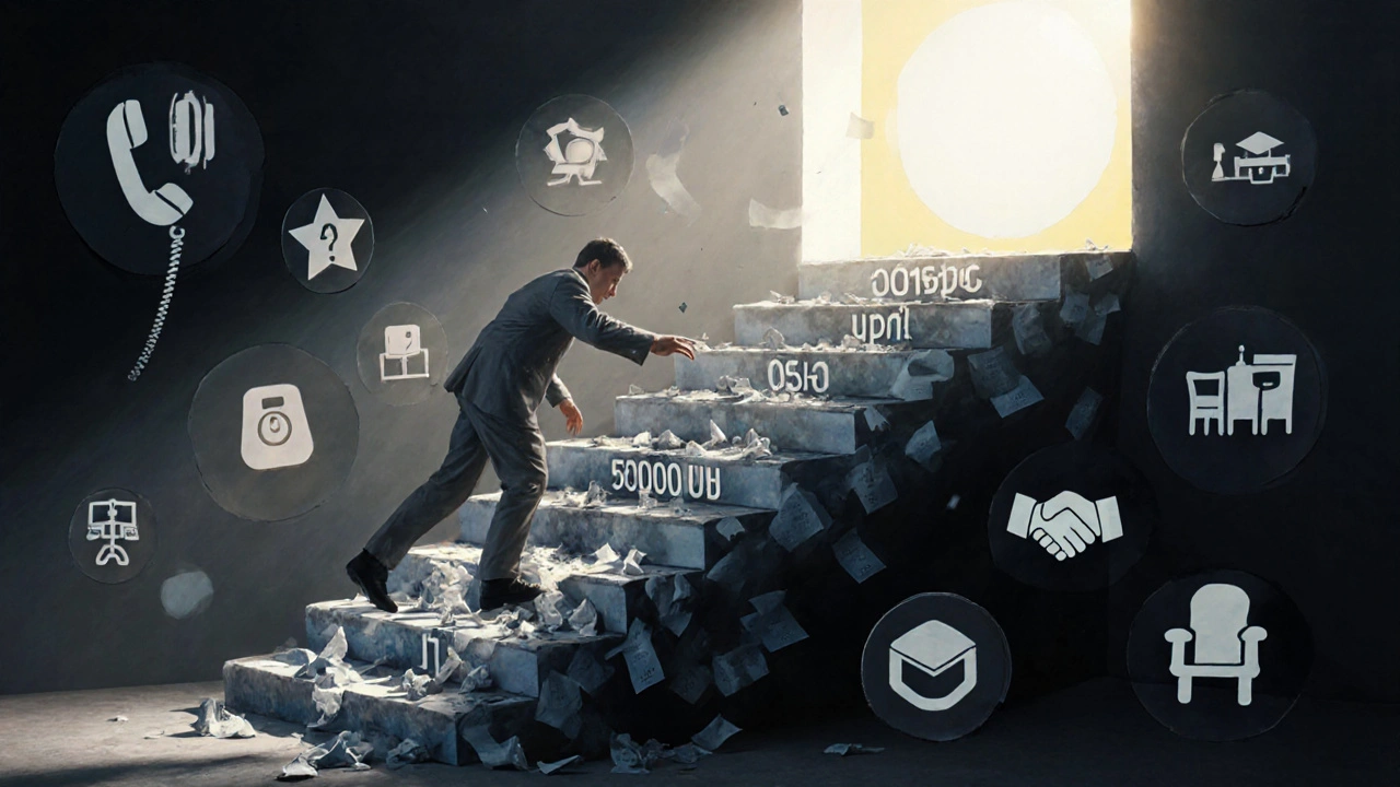 Сходи з дзвінків і рукостискань ведуть до успіху, символізуючи зростання в продажах.