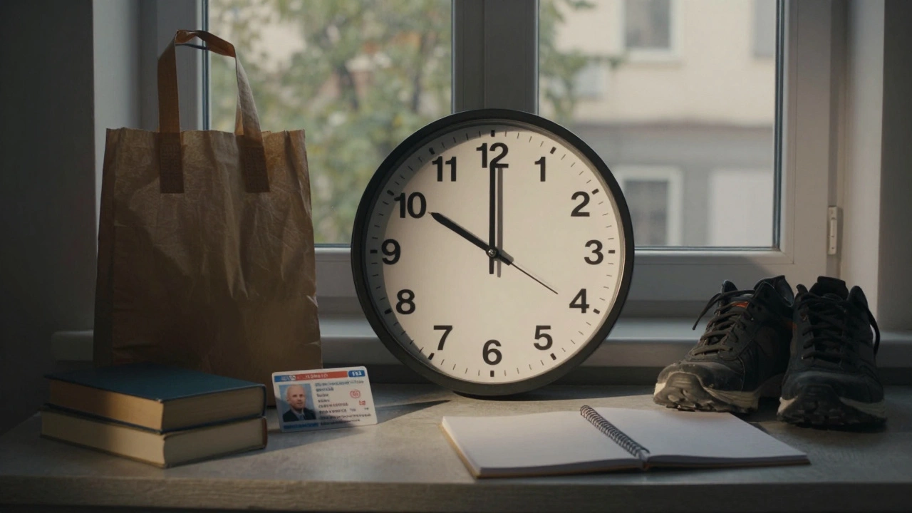 Годинник показує 2:30, навколо — символи роботи на частину дня: книга, сумка, взуття, нотатник.