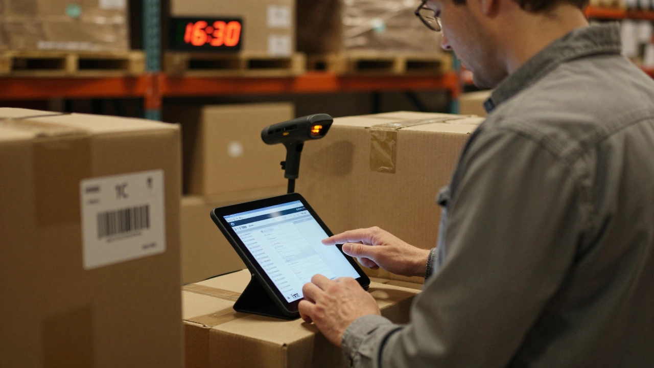 Працівник вводить дані про відправлення товарів у складі за допомогою 1С.