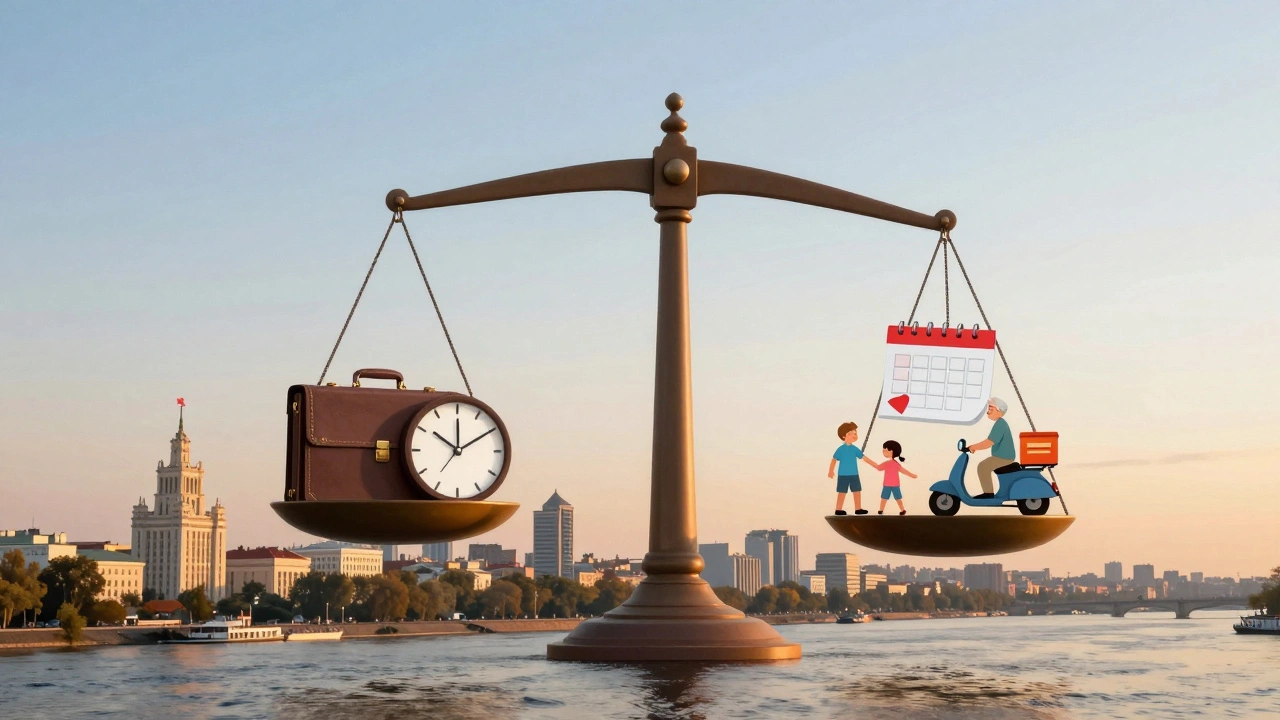 Символічна вага: повна робота з протилежного боку — гнучкий графік з дитячим малюнком, костиль та скутер.