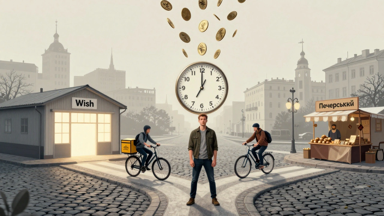 Символічний образ різних варіантів щоденної роботи в Києві.