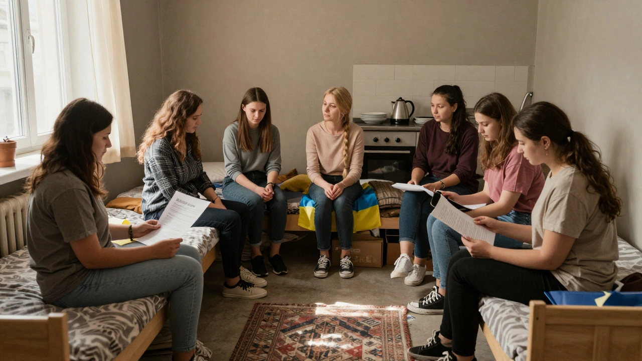 Жінки в спільній кімнаті гуртожитку з особистими речами