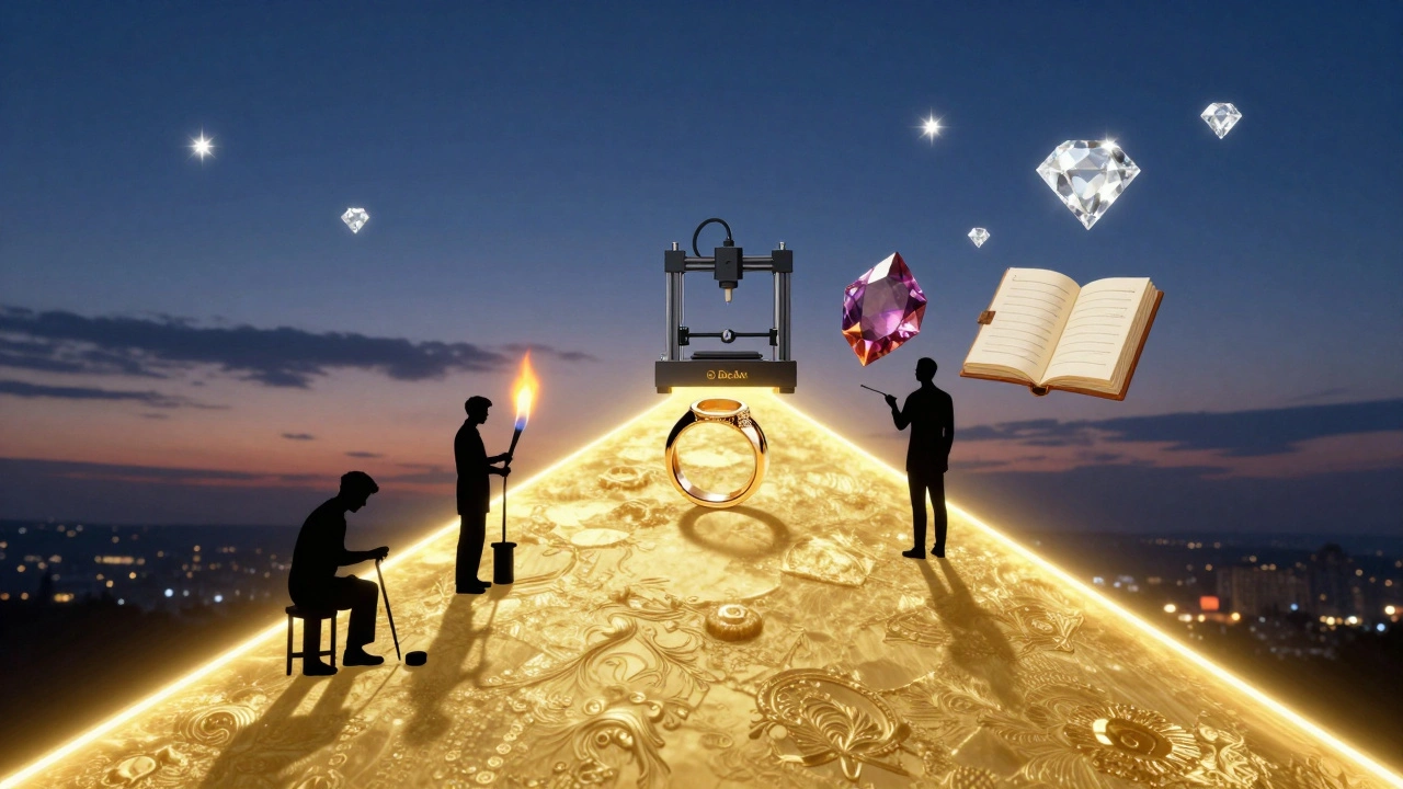 Золотий шлях через Київ, що символізує кар'єру ювеліра від учня до майстра.